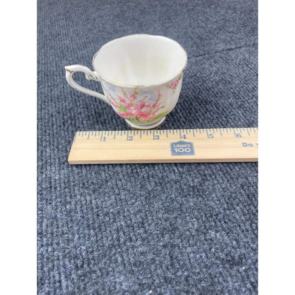 VTG. Royal Albert Blossom Time Teacup Pink Floral Bone China Gold Trim England